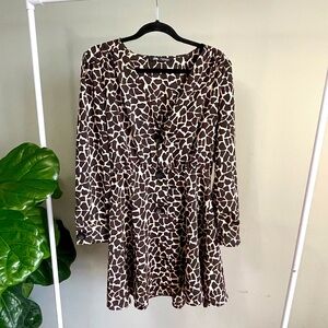 Zara Long Sleeve Short Brown Dress Size M